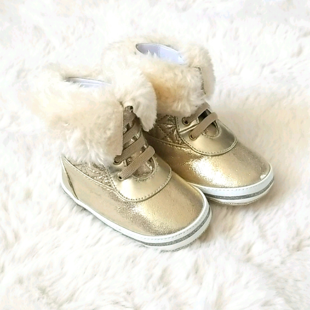 Aldo Gold fur-trimmed high tops sz 4
